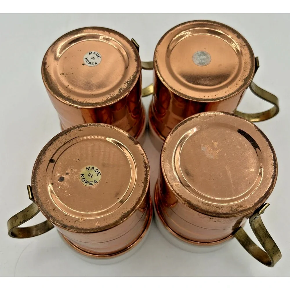 Vintage Ceramic Insert Copper Mugs‎ Set of 4 SKU U230